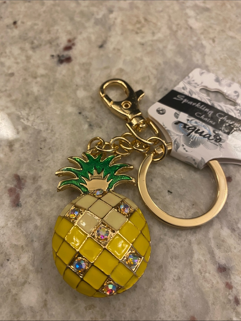 Gold blingy Pineapple bag charm Keychain - NWT with rhinestones